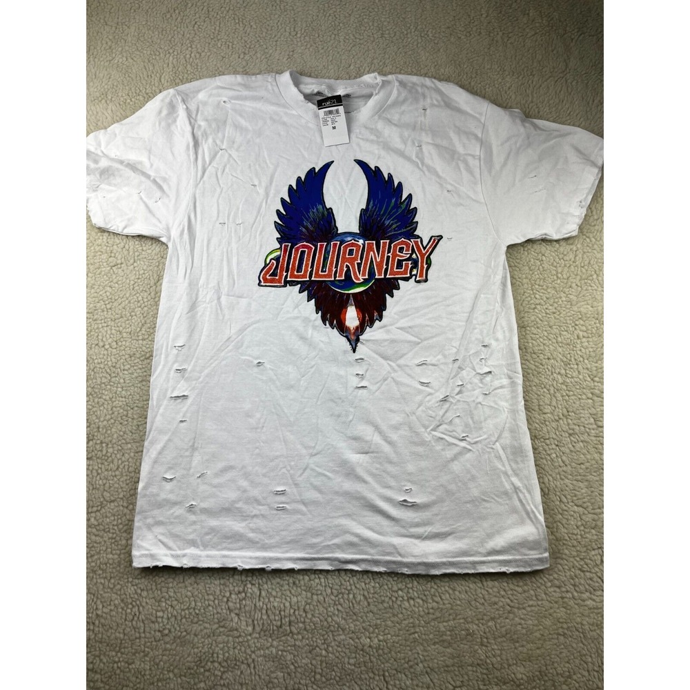 Journey T-shirt Unisex  M NWT‎ Cotton Distressed Journey Band Tee Pullover White